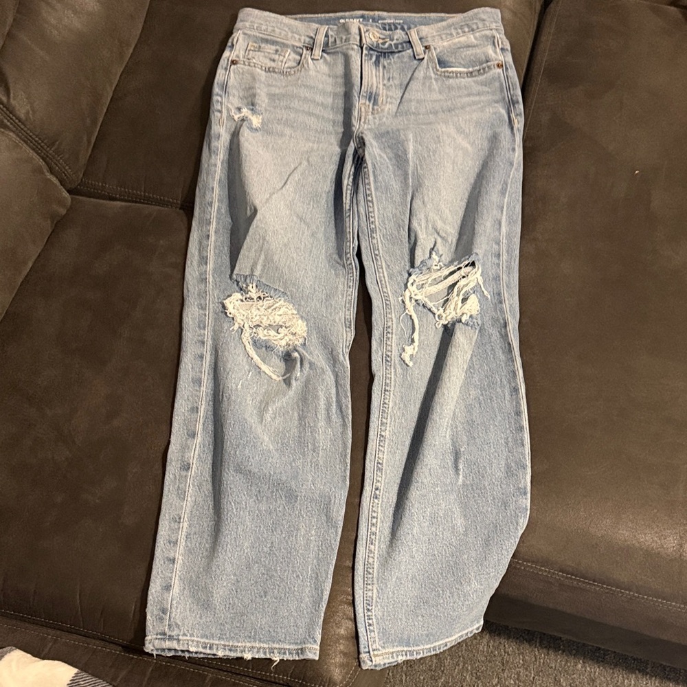 Old Navy Light Blue Distressed Boyfriend Jeans